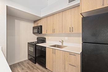 Kitchen with black appliances